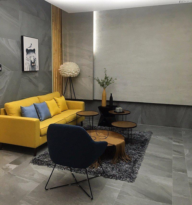 LONGFAVOR modern design light porcelain tile high quality Living room-1