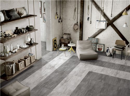 Chinese Popular Wood Look Light Grey Full Body Porcelain Tile RC66R0D12W