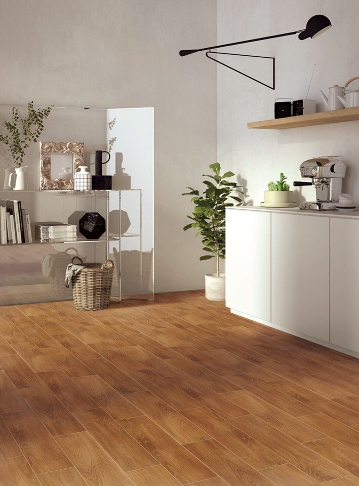 LONGFAVOR Room150X600mm Coffe Wood Style Wood Vein Imitate Faux Teak Wood Tiles DH156R6A13 150x600mm Wood-look Ceramic Tiles image41
