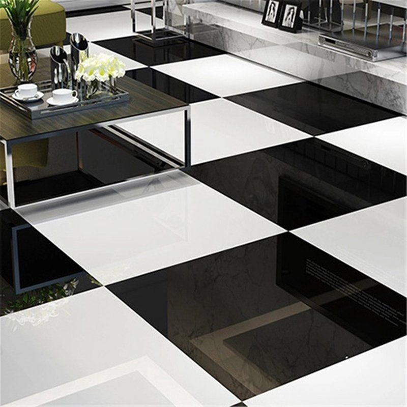 LONGFAVOR Super Black & Super White Polished Porcelain Tile Double-Loading Polished Porcelain Tiles image3