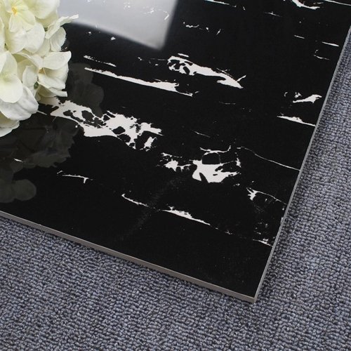 LONGFAVOR 60X60/800X800 Black Marble White Veins Porcelain Tile XD66G0B05 Full Polished Glazed Marble Tiles image3