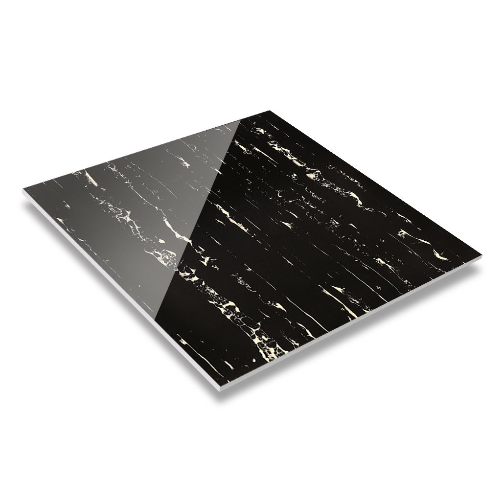 LONGFAVOR 60X60/800X800 Black Marble White Veins Porcelain Tile XD66G0B05 Full Polished Glazed Marble Tiles image3