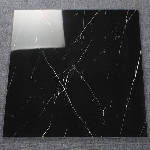 60x60/80x80 Nero Margiua Marble Polished Glazed Restaurant Black And White Ceramic Floor Tiles 6B6067