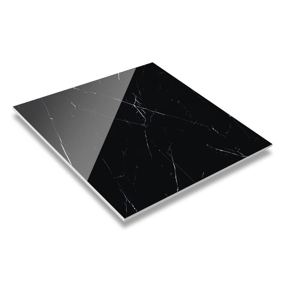 60x60/80x80 Nero Margiua Marble Polished Glazed Restaurant Black And White Ceramic Floor Tiles 6B6067
