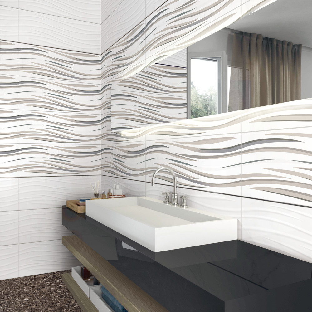 LONGFAVOR white wave 300x600mm Ceramic Wall Tile oem Walls-5